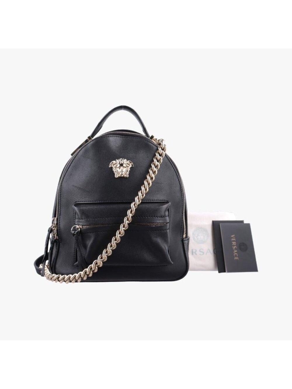 Versace la Medusa Black Leather Backpack